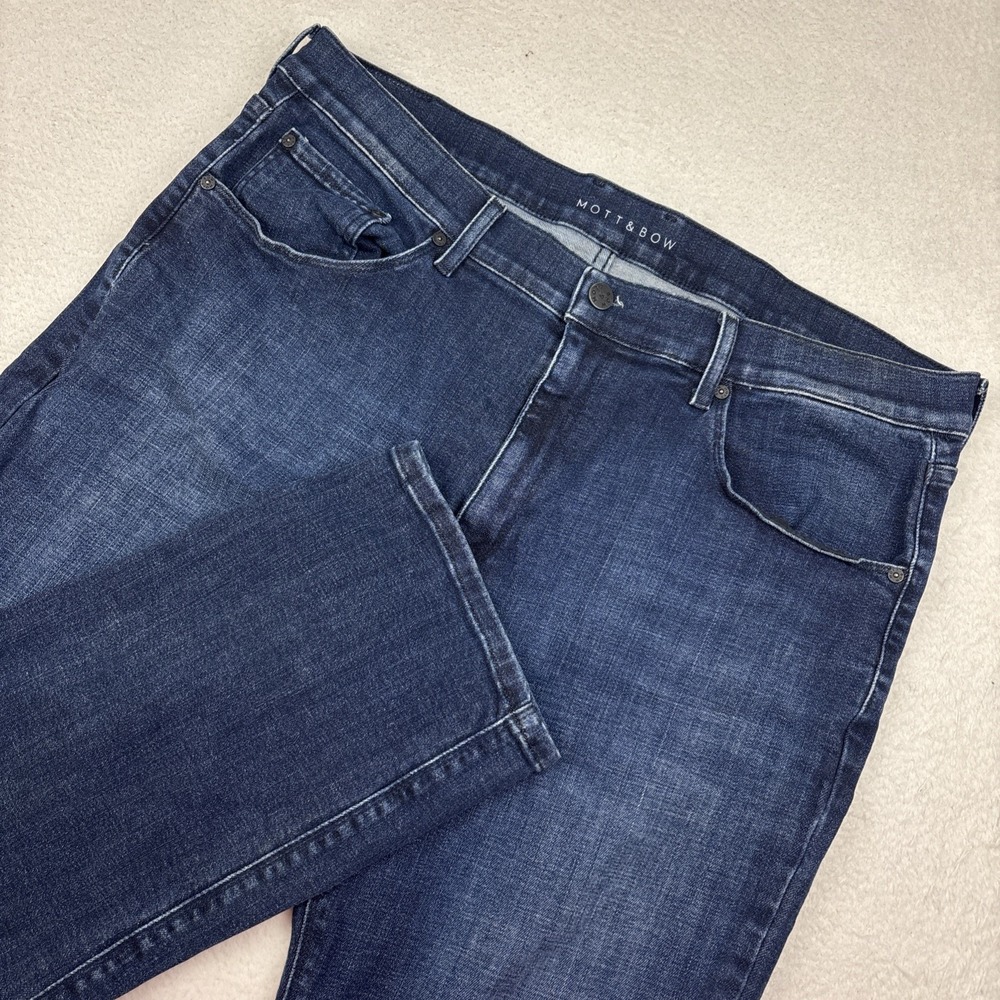 MOTT & BOW Slim Wooster Jeans Men 40/31 Dark Blue Wash Stretch Heavyweight Denim